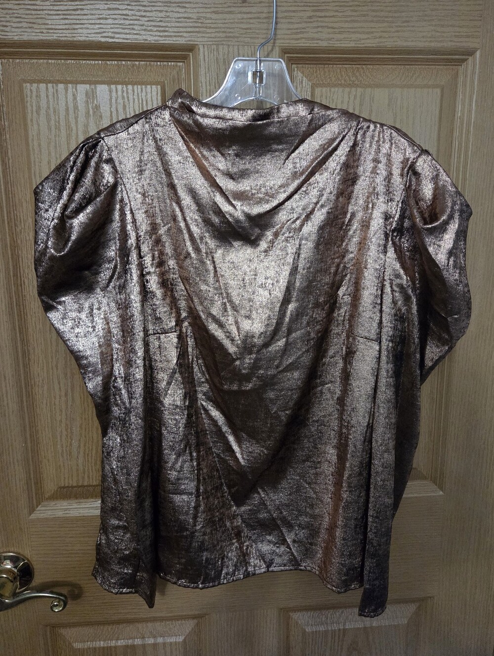 Future Collective Metallic Bronze Long Sleeve Blouse